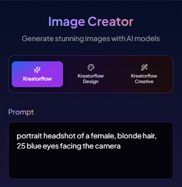 Character creation interface